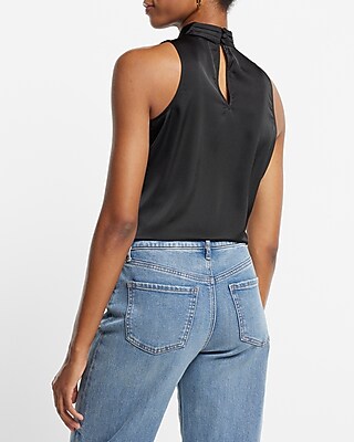 Satin Twist Halter Neck Tank