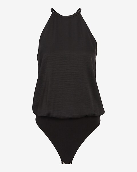 Bodysuit Jumpsuit V-Neck Sleeveless for Woman Skinny Halter Bodysuit  Underbust (Black, XS) at  Women's Clothing store