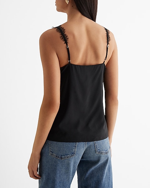 Satin Lace Strap V-neck Downtown Cami | Express Satin Lace Strap V-neck Downtown Cami | Express
