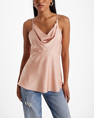 Satin Cowl Neck Flowy Cami