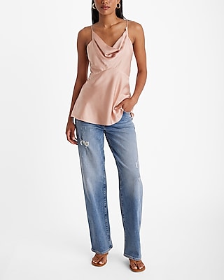 Satin Cowl Neck Flowy Cami