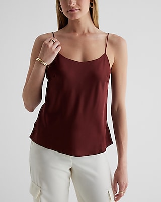 Satin Scoop Neck Downtown Cami | Express