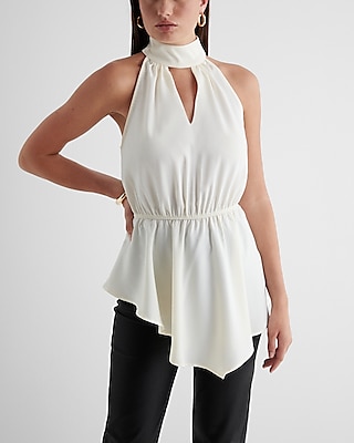 Satin Mock Neck Sleeveless Tank