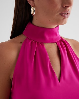 Halter Neck Cutout Asymmetrical Hem Tank