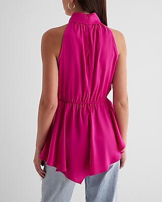 Halter Neck Cutout Asymmetrical Hem Tank