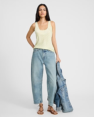 Satin Striped Scoop Neck Tank
