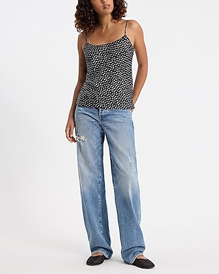 Satin Polka Dot Scoop Neck Downtown Cami