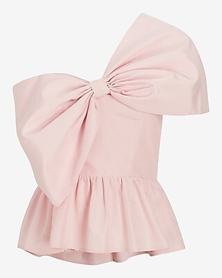 One Shoulder Statement Bow Corset Peplum Top