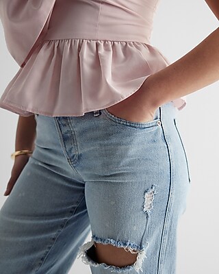 One Shoulder Statement Bow Corset Peplum Top