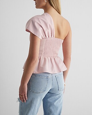One Shoulder Statement Bow Corset Peplum Top