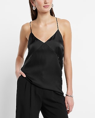 Satin Seamed V-Neck Cross-Back Downtown Cami