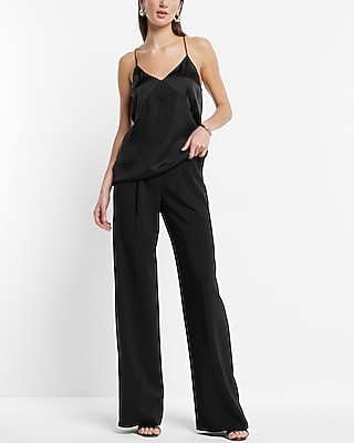 Satin Seamed V-Neck Cross-Back Downtown Cami