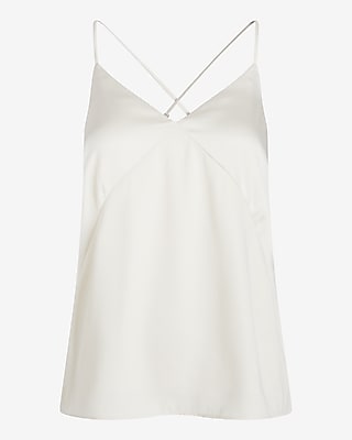 Satin Seamed V-neck Cross-back Downtown Cami | Express