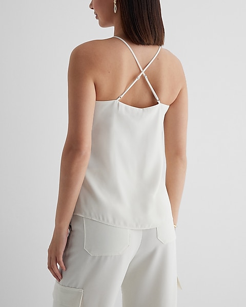 Satin Seamed V-neck Cross-back Downtown Cami | Express Satin Seamed V-neck Cross-back Downtown Cami | Express