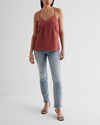 Satin Seamed V-Neck Cross-Back Downtown Cami - image 4