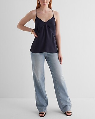 Satin Seamed V-Neck Cross-Back Downtown Cami