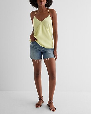 Satin Seamed V-Neck Cross-Back Downtown Cami