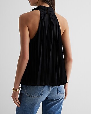 Rosette Halter Neck Pleated Top - image 4