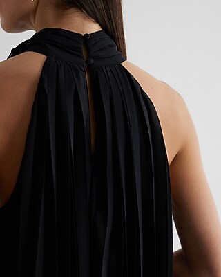 Rosette Halter Neck Pleated Top - image 5