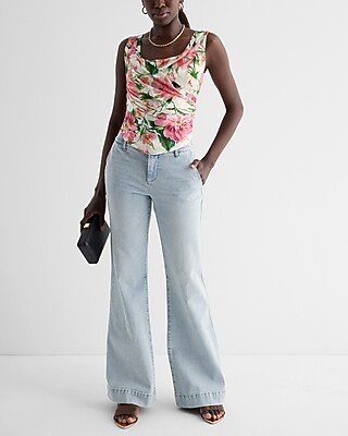 CORSET TANK BOUQUET ALL OVER DIGITAL DAHLIAS 9709369:PRINT-PINK:L