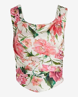 CORSET TANK BOUQUET ALL OVER DIGITAL DAHLIAS 9709369:PRINT-PINK:L