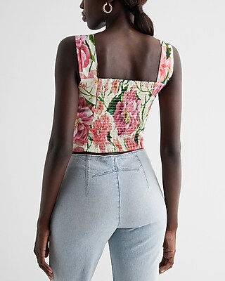 CORSET TANK BOUQUET ALL OVER DIGITAL DAHLIAS 9709369:PRINT-PINK:L