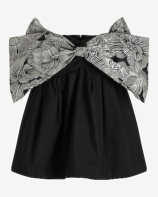 Floral Strapless Bow Peplum Tube Top