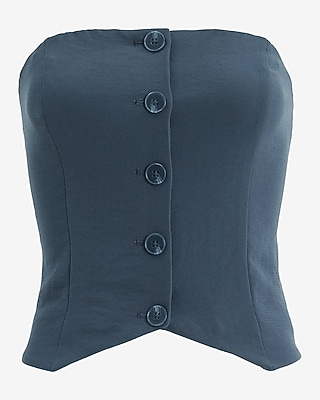 Strapless Button Front Tailored Tube Top