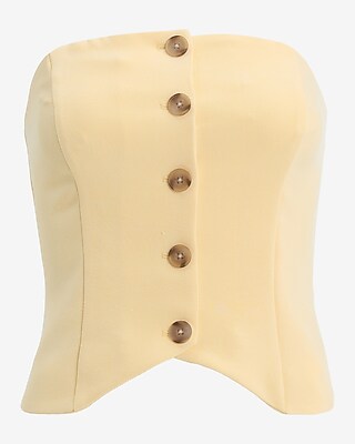 Strapless Button Front Tailored Tube Top