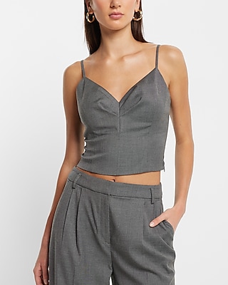 V-Neck Pleated Front Cropped Cami