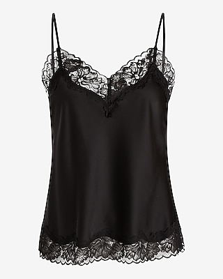 Satin Lace Trim V-Neck Downtown Cami