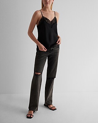 Satin Lace Trim V-Neck Downtown Cami