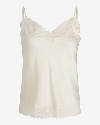 Satin Lace Trim V-Neck Downtown Cami