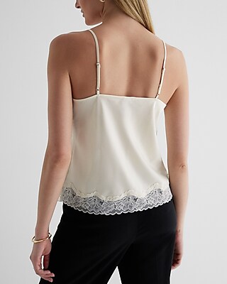 Satin Lace Trim V-Neck Downtown Cami