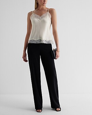 Satin Lace Trim V-Neck Downtown Cami