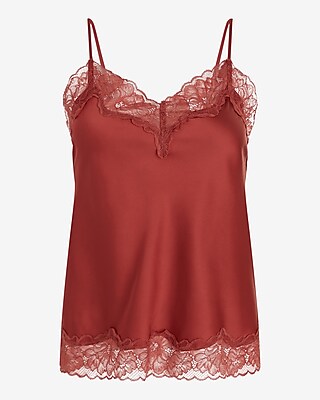 Satin Lace Trim V-Neck Downtown Cami