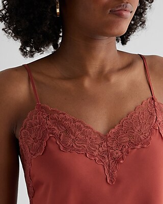 Satin Lace Trim V-Neck Downtown Cami