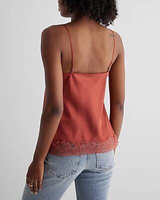 Satin Lace Trim V-Neck Downtown Cami