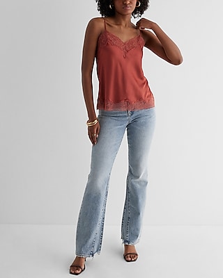 Satin Lace Trim V-Neck Downtown Cami