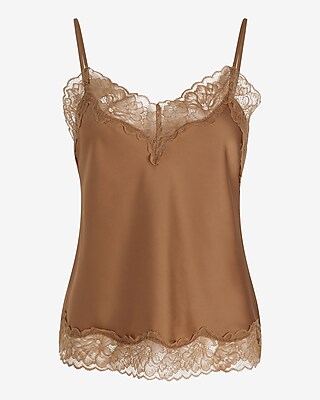 Satin Lace Trim V-Neck Downtown Cami