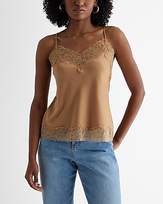 Satin Lace Trim V-Neck Downtown Cami