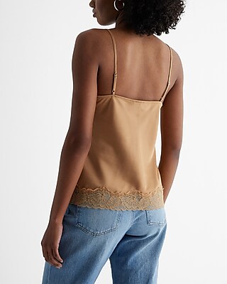 Satin Lace Trim V-Neck Downtown Cami