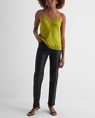 Satin Lace Trim V-neck Downtown Cami | Express