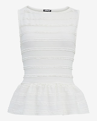 Textured Boat Neck Peplum Tank - image 4