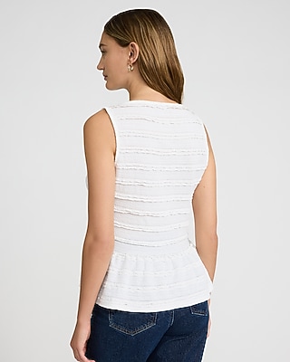 Textured Boat Neck Peplum Tank - image 2