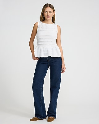 Textured Boat Neck Peplum Tank - image 3
