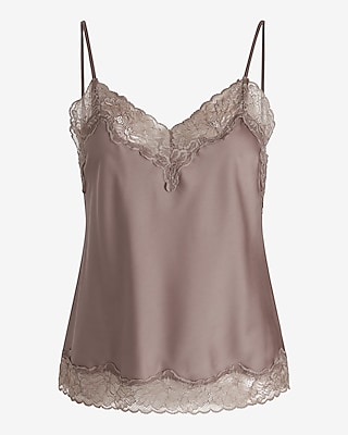 Satin Lace Trim V-Neck Downtown Cami