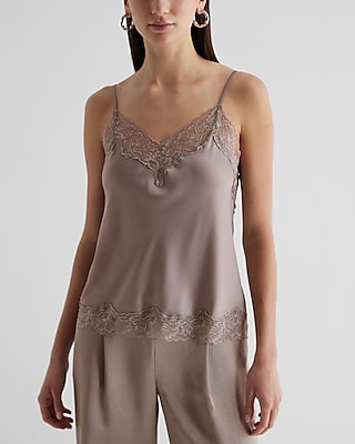 Satin Lace Trim V-Neck Downtown Cami