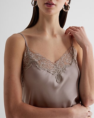 Satin Lace Trim V-Neck Downtown Cami