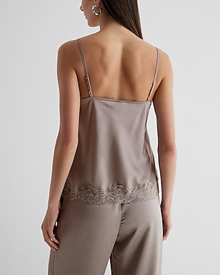 Satin Lace Trim V-Neck Downtown Cami